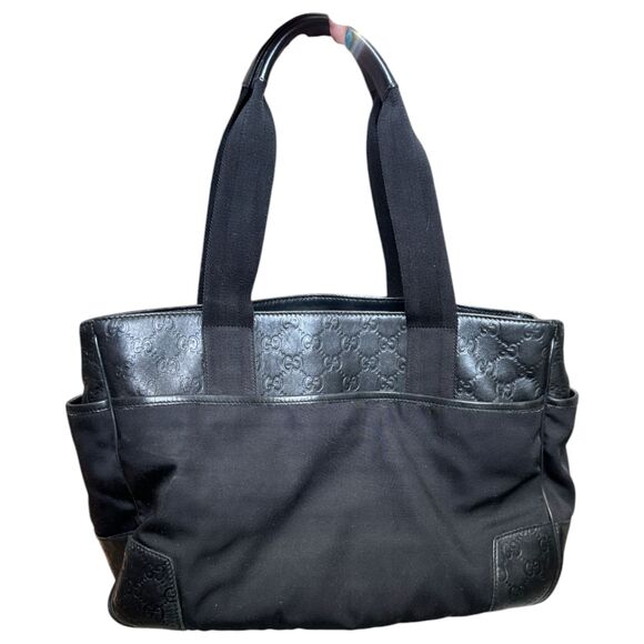 Gucci Guccissima Tote Bag Black Leather GG Pattern Shoulder Bag 161770 - Picture 8 of 10